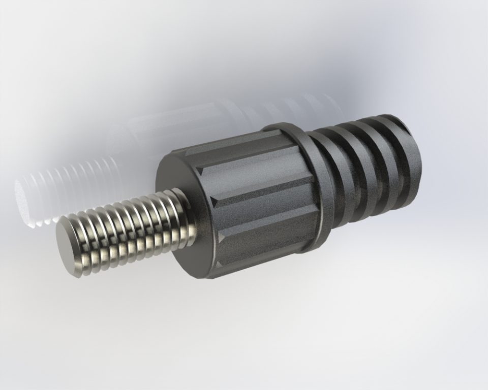 Threaded adapter for attaching washdown brushes & deck Brushes to Buoycatcher pole